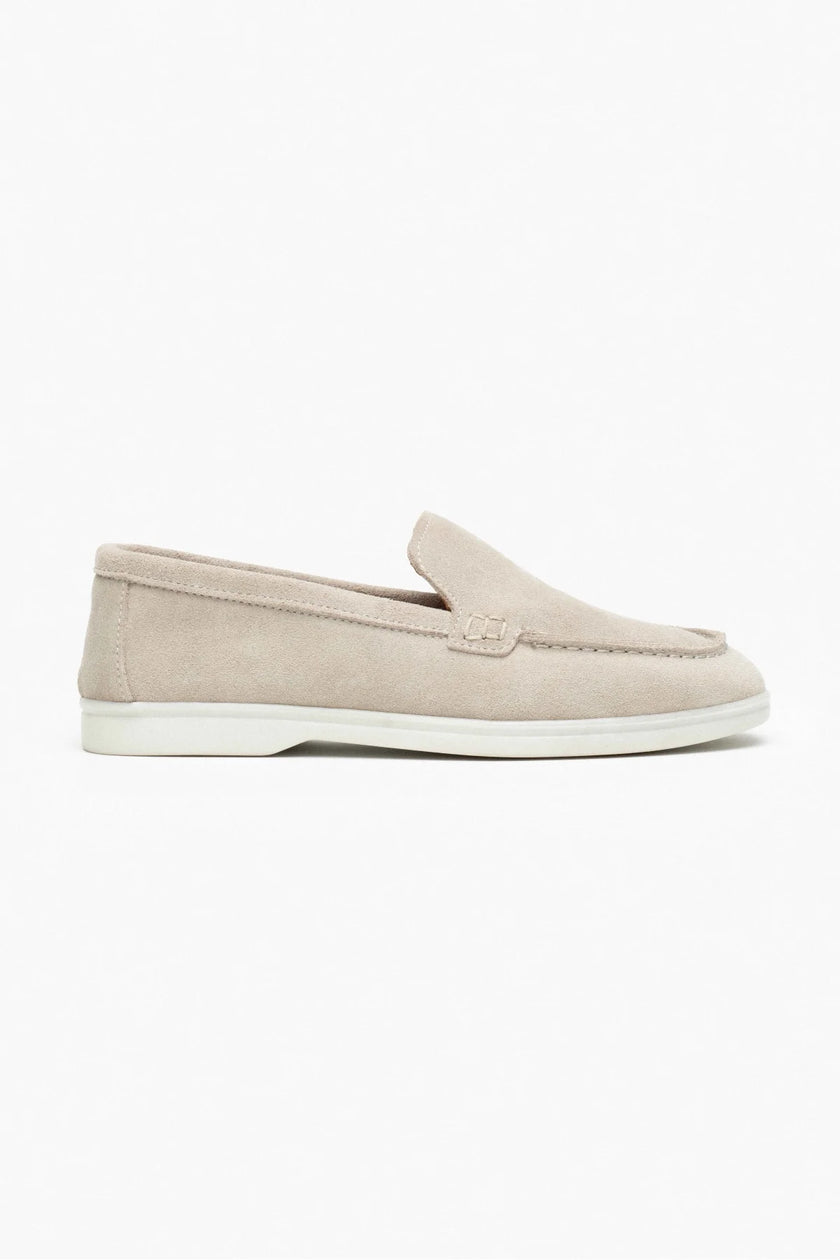 VAYNE Beige Genuine Leather Flat Women’s Ballet Flats