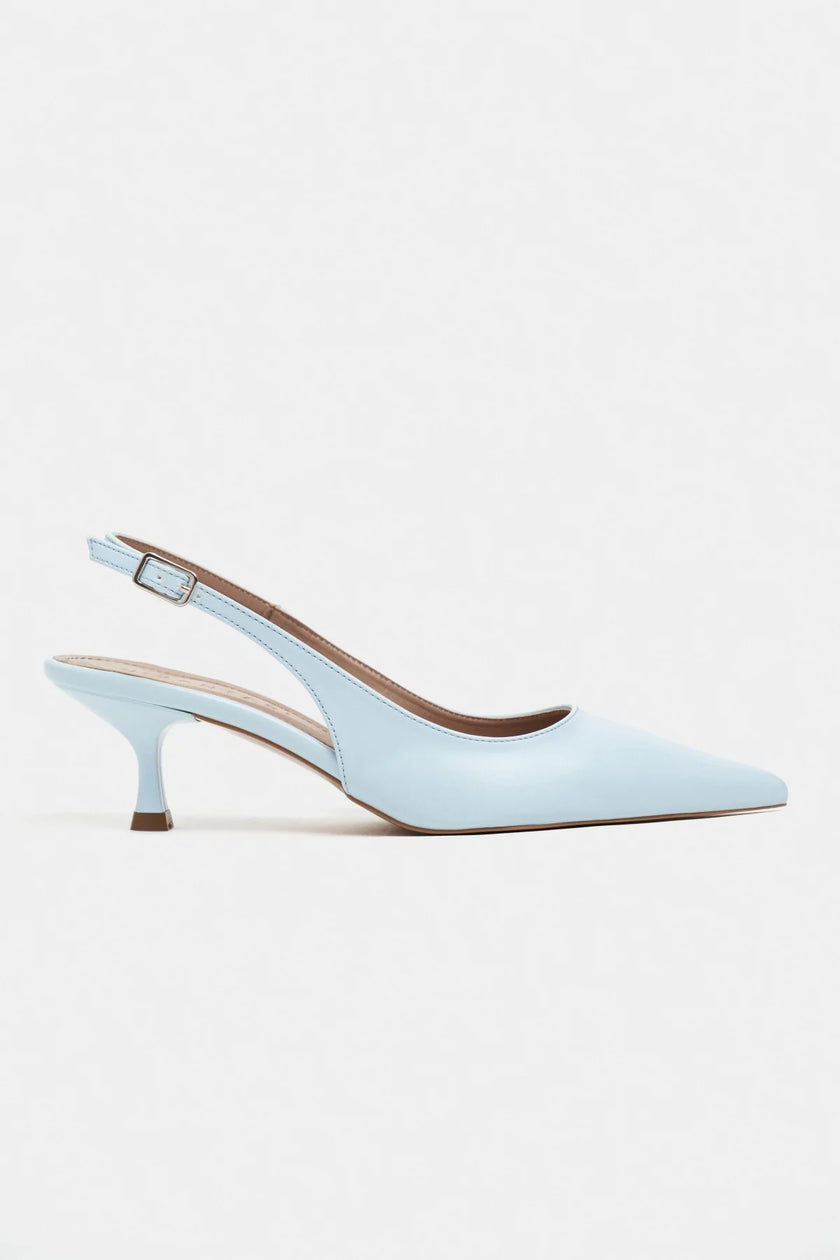 MEGY Baby Blue Matte Slingback Pointed-Toe Women's Heels