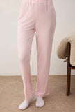 Pink Heart Printed Ribbed Knit Pajama Set