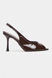 BETTY Coffee Patent Open-Toe Women’s Heels