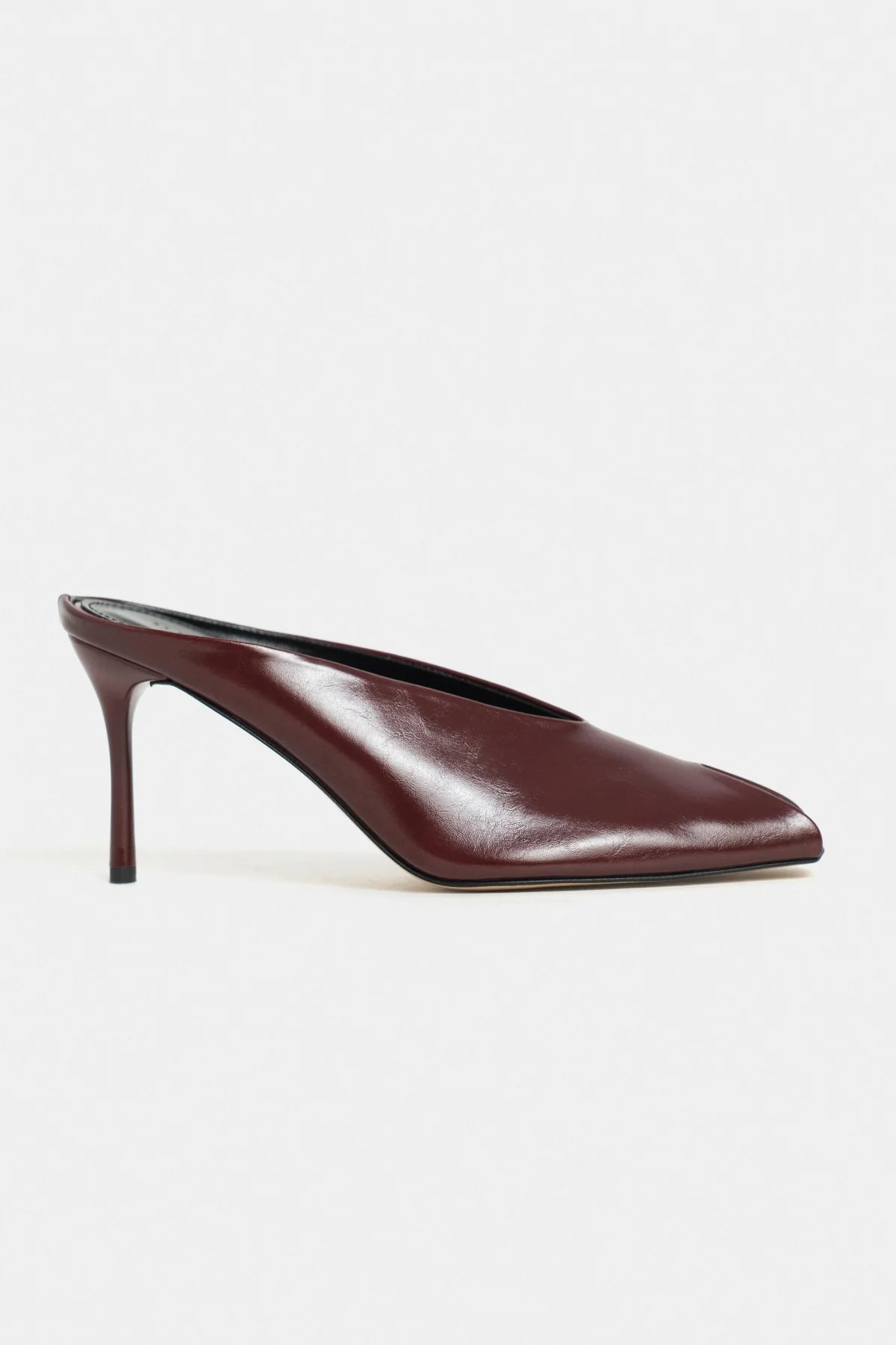 LILY Burgundy Pattern Asymmetric Open Front Back Women’s Heeled Slippers
