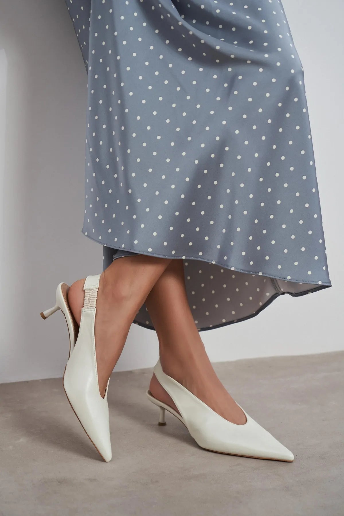 LUNIX Pearl Matte Pointed Toe Slingback Women’s Thin Heel Shoes