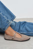 Mabel Dark Beige Genuine Suede Leather Buckle Detail Flat Women's Ballet Flats