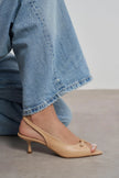 RONE Nude Matte Pointed Toe Open Front Buckle Women’s Shoes
