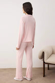 Pink Heart Printed Ribbed Knit Pajama Set
