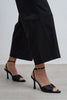 RAVEN Black Satin Ankle Strap Women’s Thin Heel Shoes