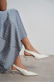 LUNIX Pearl Matte Pointed Toe Slingback Women’s Thin Heel Shoes