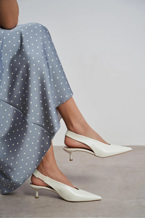 LUNIX Pearl Matte Pointed Toe Slingback Women’s Thin Heel Shoes