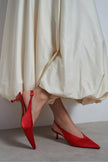 WILSON Red Satin Neoprene Slingback Women’s Heels