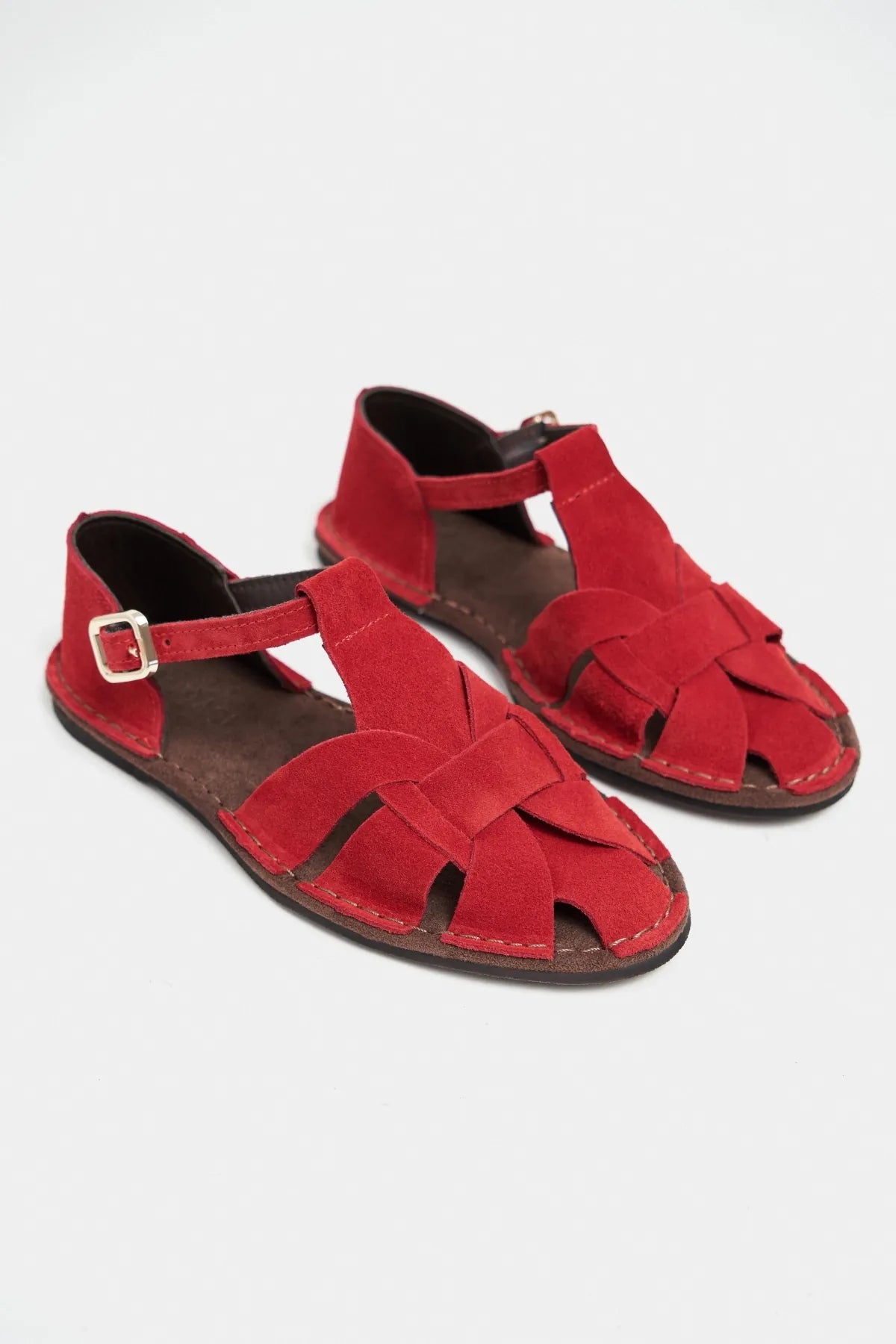SOLTO Red Suede Leather Buckle Detail Flat Women’s Sandals | FOOTWEAR | SANDALET | Lebbse SOLTO Red Suede Leather Buckle Detail Flat Women’s Sandals | FOOTWEAR | SANDALET | Lebbse