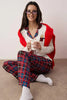 Plaid/Checked Cat Print Knitted Pajama Set
