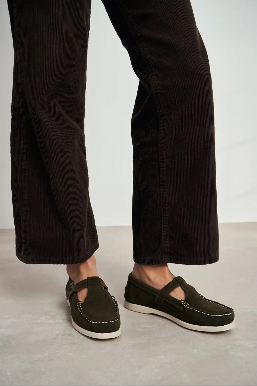 GAVİN KHAKI FLAT SOLE BUCKLE DETAIL WOMEN'S BALLERINA SHOES