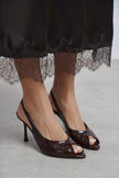 BETTY Coffee Patent Open-Toe Women’s Heels