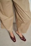 LILY Burgundy Pattern Asymmetric Open Front Back Women’s Heeled Slippers