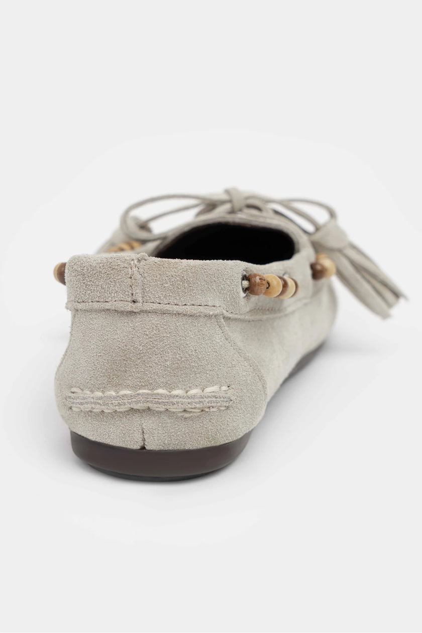 FISHER BEIGE FLAT SOLE BEAD DETAIL WOMEN'S BALLERINA SHOES