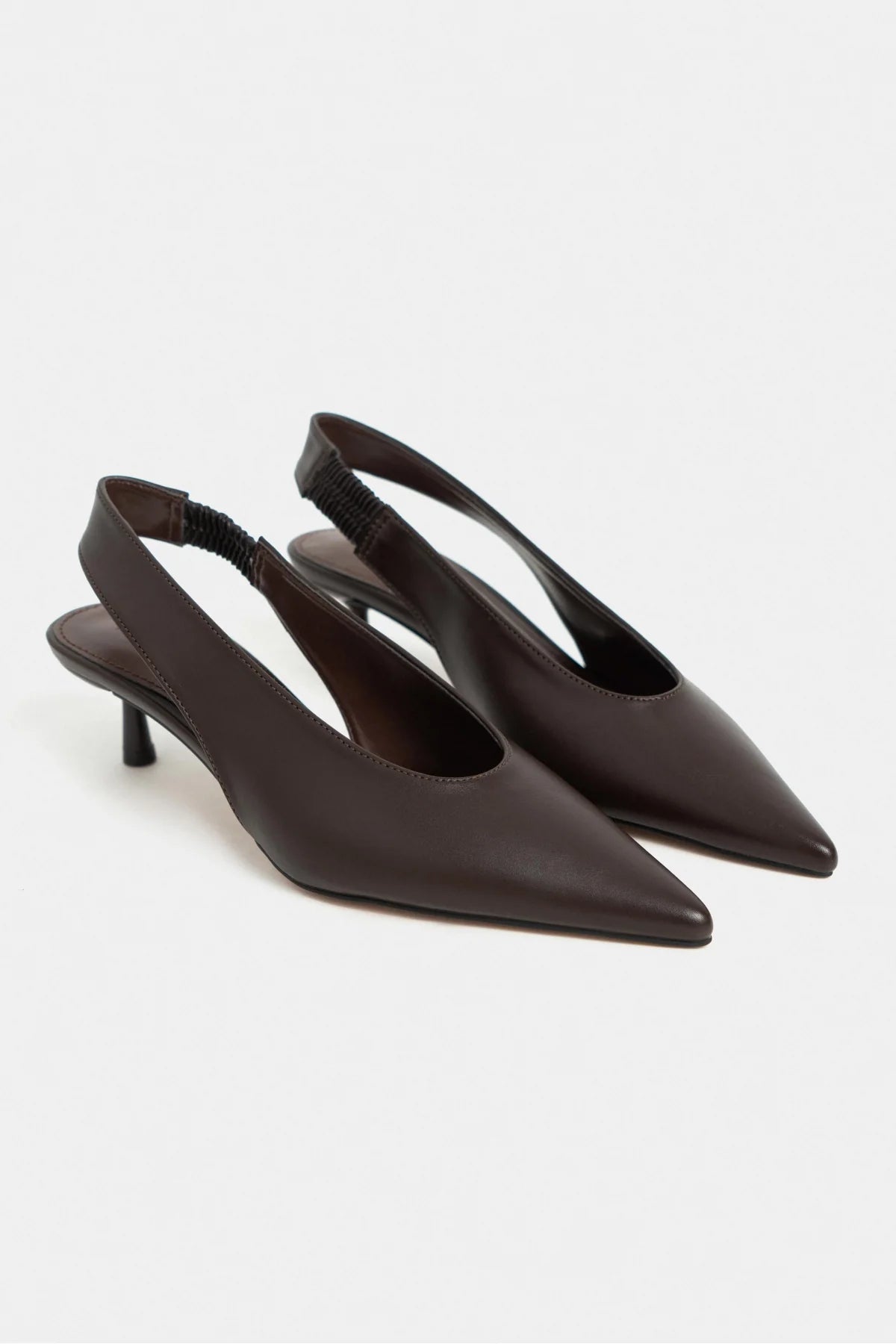 LUNIX Coffee Matte Pointed Toe Slingback Women’s Thin Heel Shoes | FOOTWEAR | Heels | Lebbse LUNIX Coffee Matte Pointed Toe Slingback Women’s Thin Heel Shoes | FOOTWEAR | Heels | Lebbse