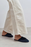 NELLA NAVY BLUE GENUINE SUEDE LEATHER TASSEL DETAIL WOMEN’S FLAT SLIPPERS