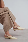 NINO Butter Yellow Matte Pointed Toe Back Strap Women’s Wedge Heel Shoes