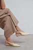 NINO Butter Yellow Matte Pointed Toe Back Strap Women’s Wedge Heel Shoes