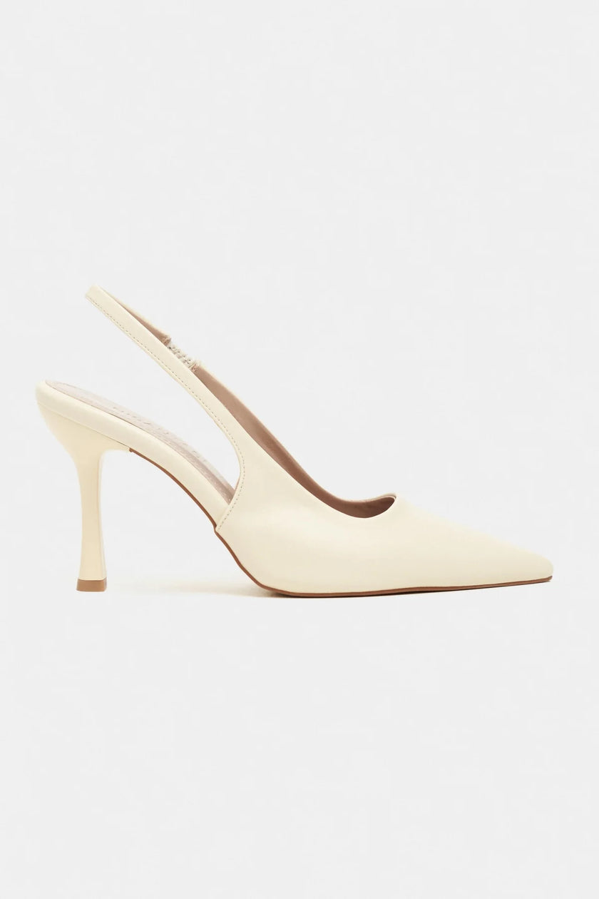 ELARA Butter Yellow Matte Slingback V-Vamp Pointed Toe Women’s Heels