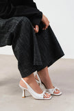 LILITH Pearl Satin Women’s Heel Shoes with Bow Detail