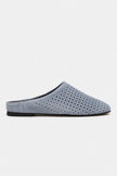 PALYA BLUE SUEDE STUDDED GENUINE LEATHER WOMEN’S FLAT SLIPPERS