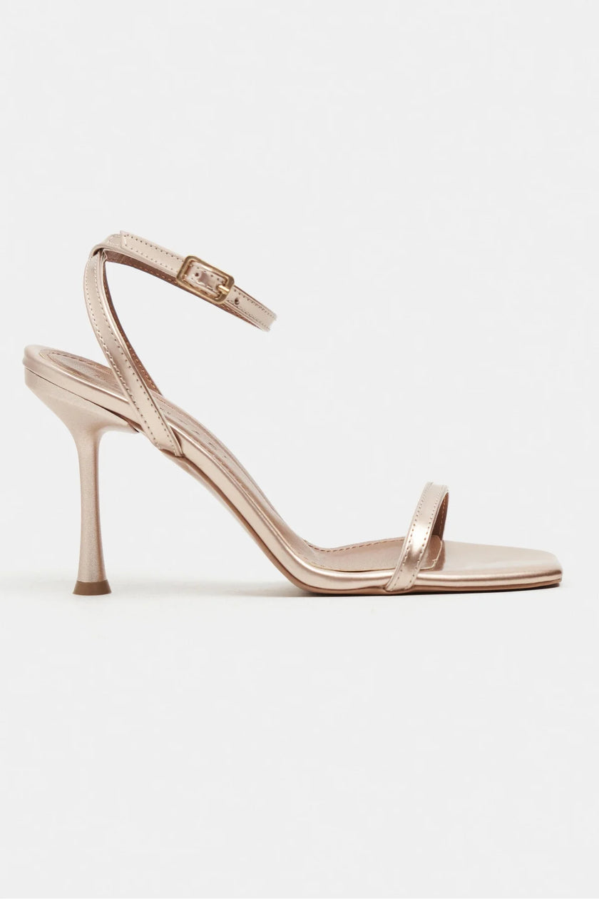 TAKI ROSE GOLD PATENT ANKLE STRAP DETAIL WOMEN’S HIGH HEELS