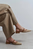 X-HARMONY Tan Straw Pointed Toe Buckle Detail Women’s Low Heel Ballet Shoes