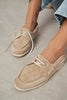 JAVED BEIGE FLAT SOLE LACE-UP DETAIL WOMEN'S SHOES