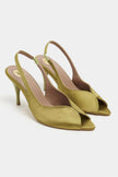 ROXY Light Green Satin Ankle Strap Open Toe Women’s Heels