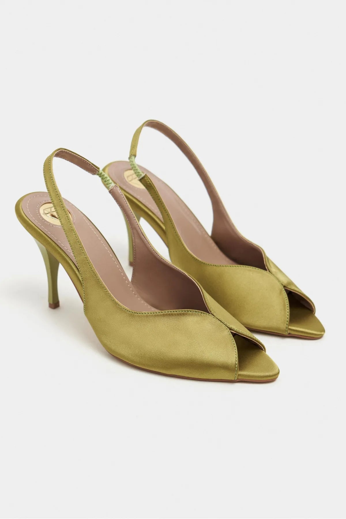 ROXY Light Green Satin Ankle Strap Open Toe Women’s Heels