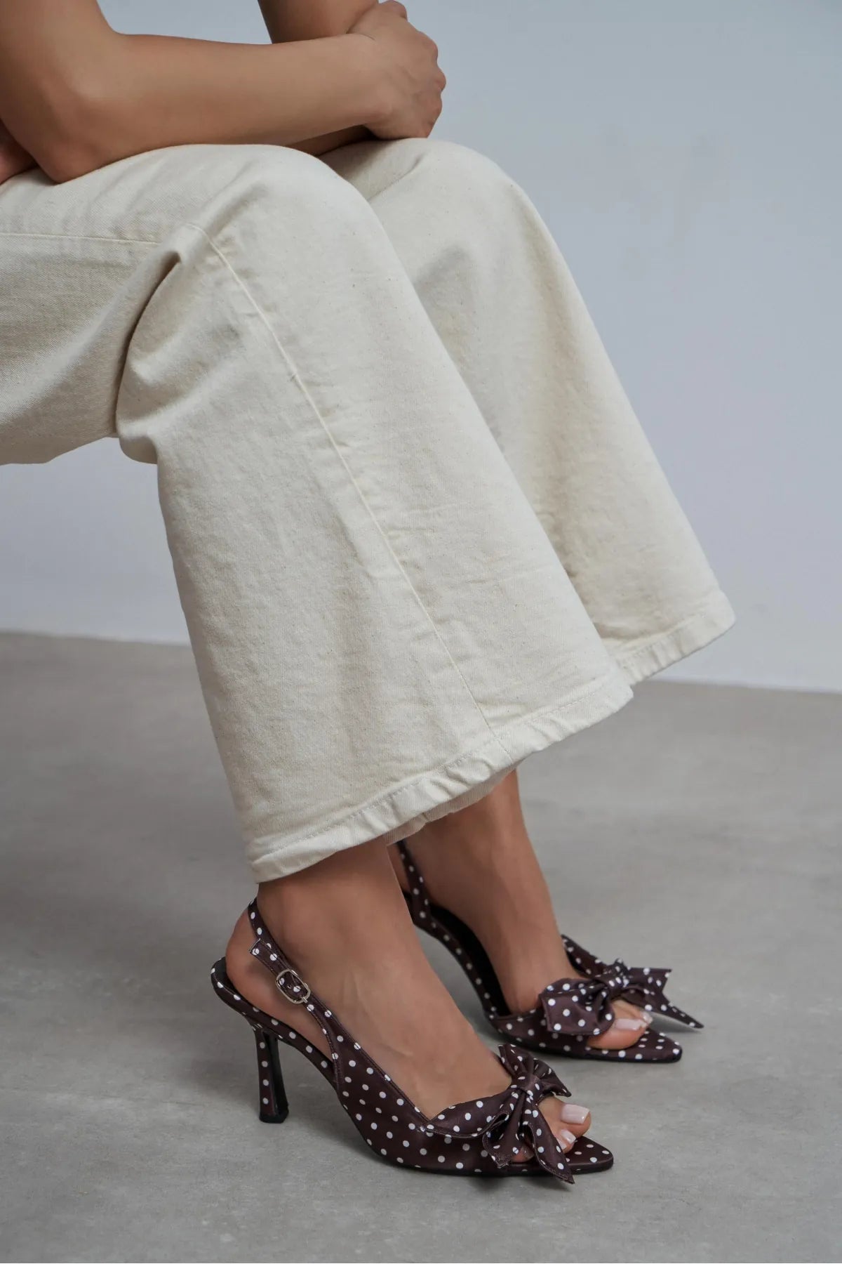 LOREA Brown Polka Dot Satin Bow Detail Women’s Heels | FOOTWEAR | Heels | Lebbse LOREA Brown Polka Dot Satin Bow Detail Women’s Heels | FOOTWEAR | Heels | Lebbse