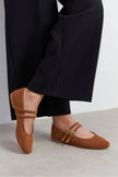 JAMES Tan Suede Leather Flat Women’s Ballet Flats