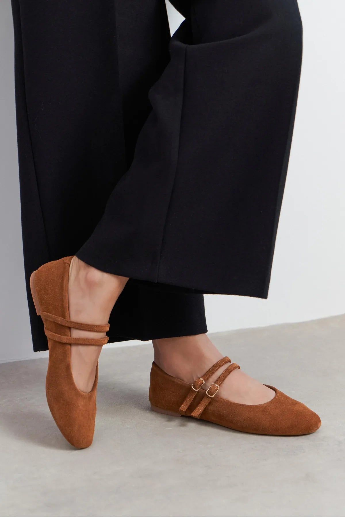 JAMES Tan Suede Leather Flat Women’s Ballet Flats
