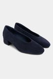 SAMIA Navy Blue Genuine Suede Leather Block Heel Flats – 4 cm