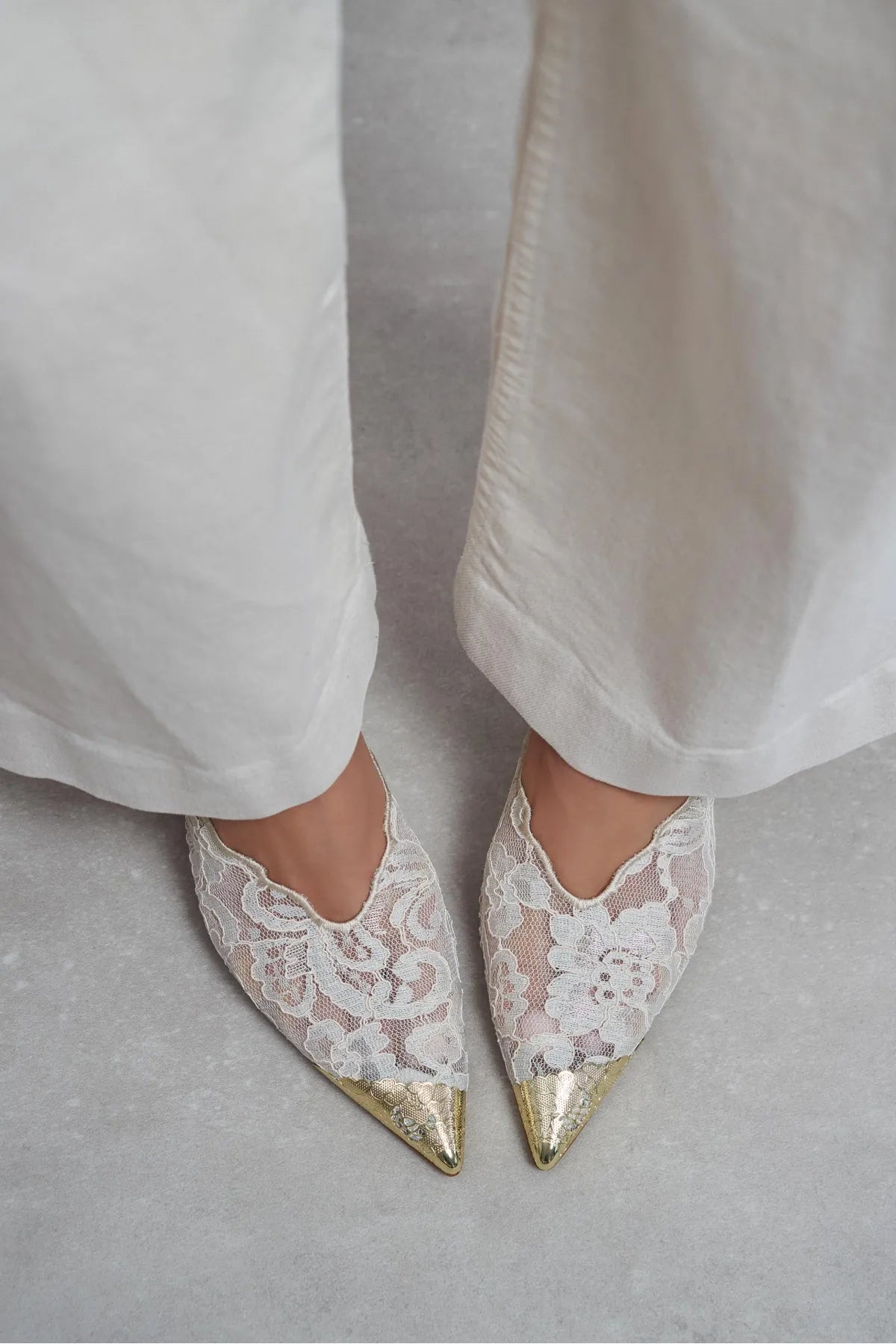 HANNAH Beige Lace Embroidered Detail Back Strap Women’s Heels