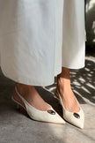 Cartella Beige Patterned Matt Accessory Detailed Women's High Heel Shoes
