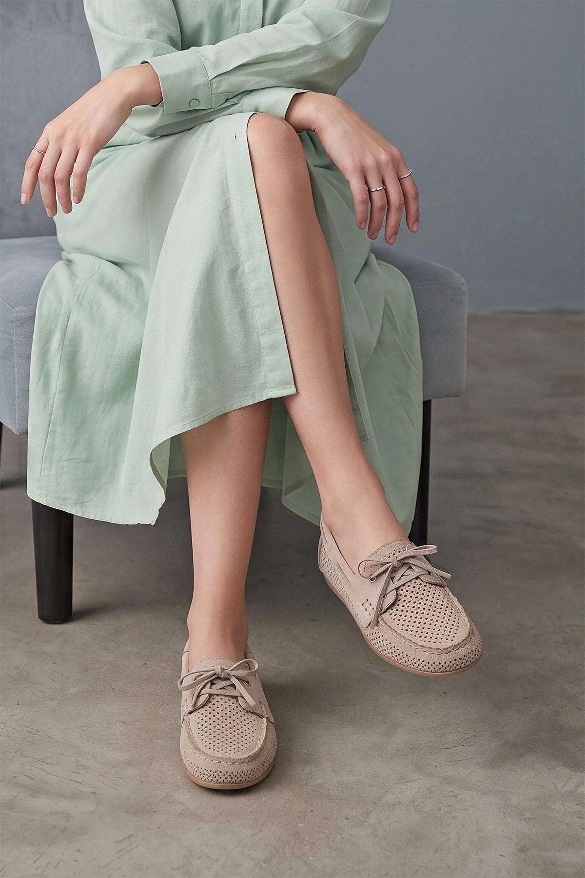 MATRIN Beige Suede Genuine Leather Women’s Loafer