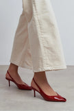 ADEN Red Rustic Pattern Open Toe Pointed Women’s Heels