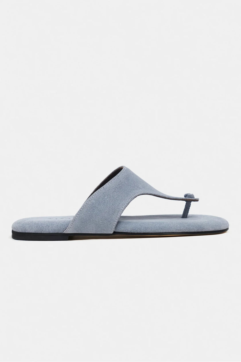 ALMIRA BABY BLUE SUEDE LEATHER WOMEN’S FLAT TOE-POST SLIPPERS