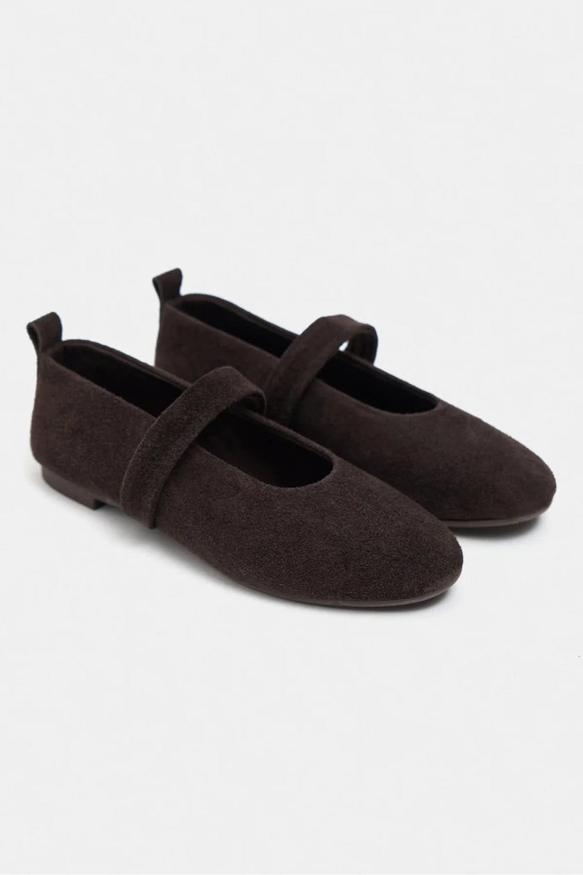 Tectum – Bitter Brown Suede Genuine Leather Ballet Flats