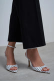 JULIAN White Polka Dot Satin Bow Detail Women’s Heels