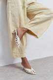 ROSIE Pearl Metallic Open-Toe Cage Detail Women's Heeled Slippers