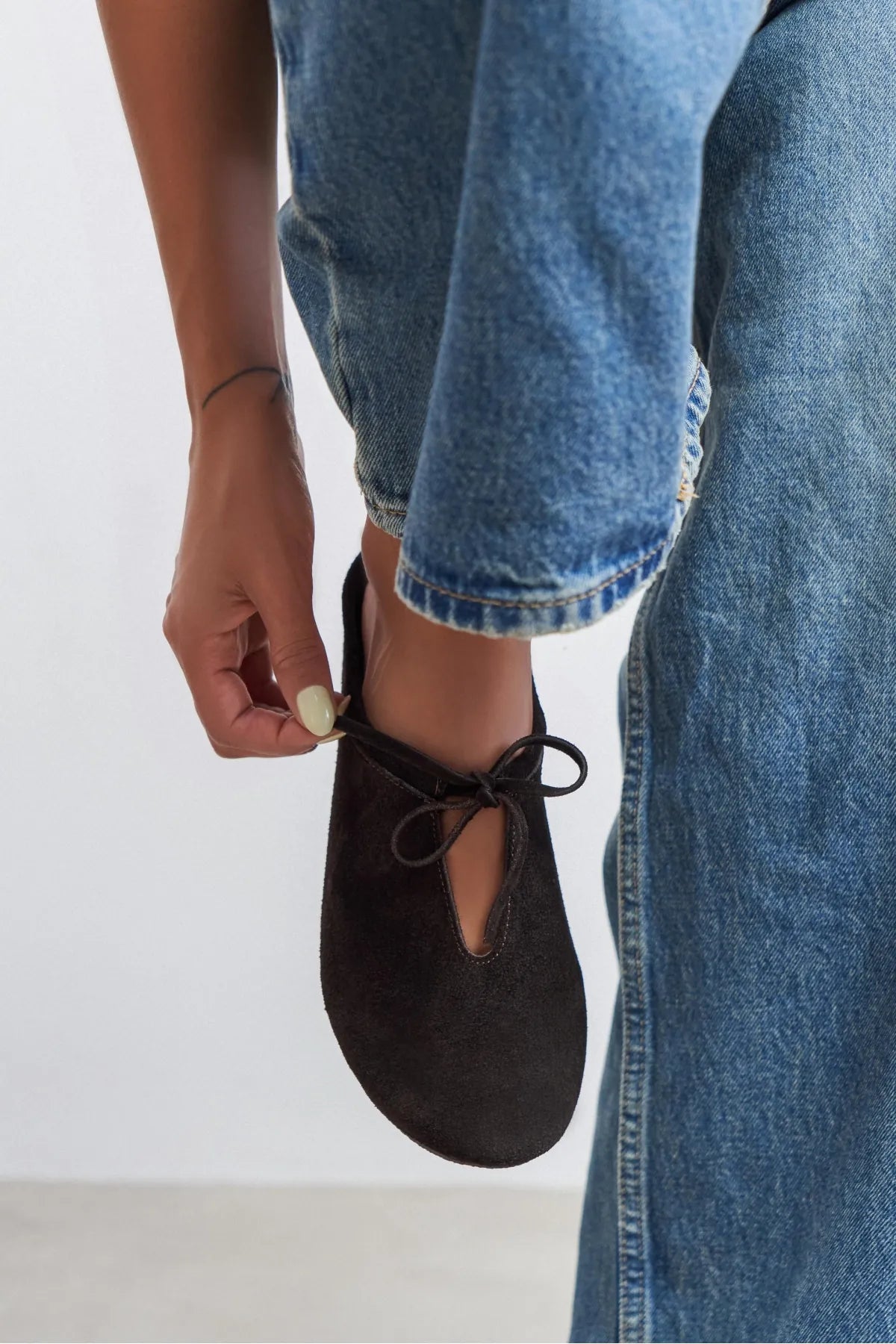 AREM Brown Genuine Suede Leather Bow Detail Flat Women’s Slippers
