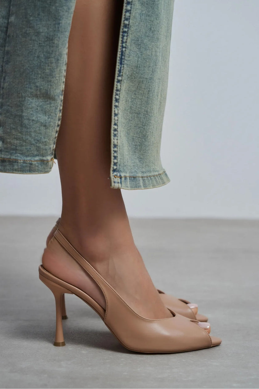 BETTY Nude Matte Open Toe Women’s Heels