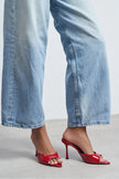 RENATA Red Patent Leather Pointed-Toe Mule Heels