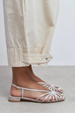 LENY Dark Beige Satin Piped Low-Heel Women's Sandals