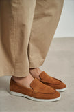 VAYNE Tan Genuine Leather Flat Women’s Ballet Flats