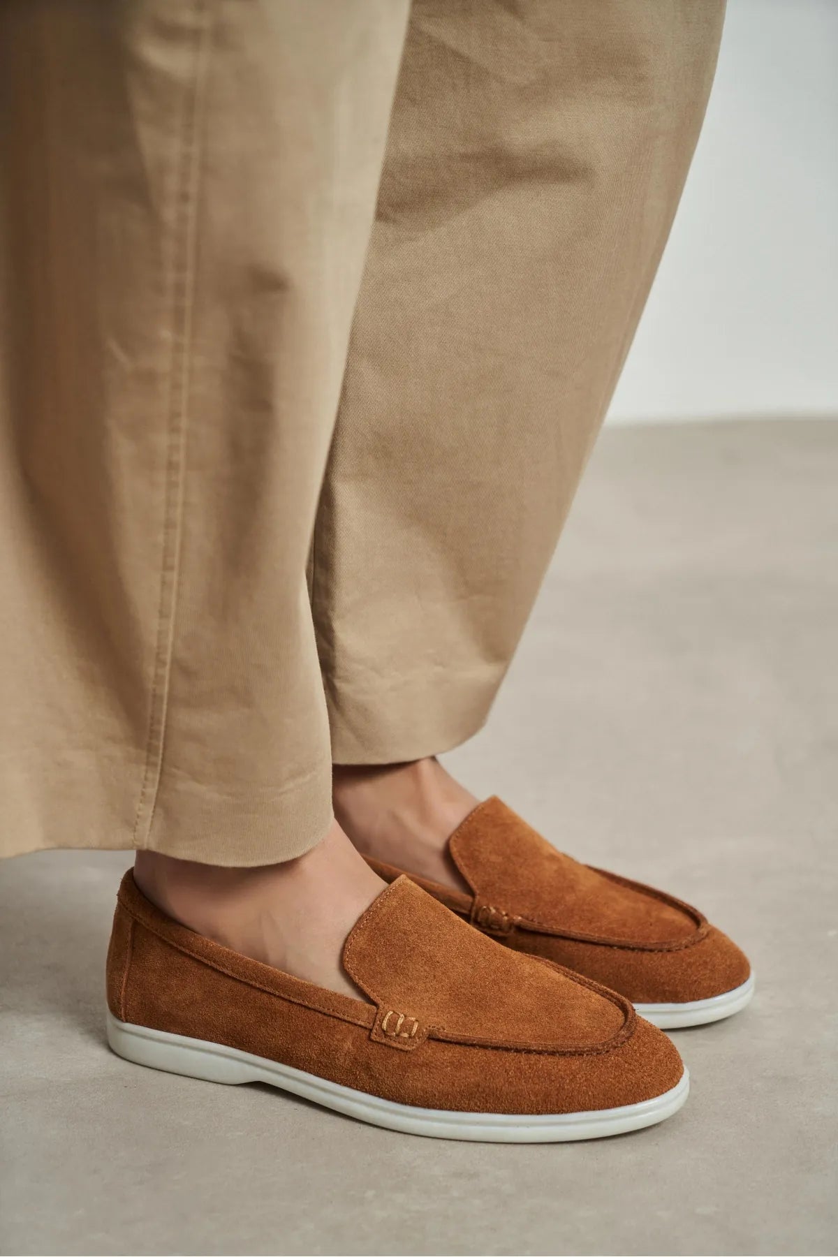 VAYNE Tan Genuine Leather Flat Women’s Ballet Flats
