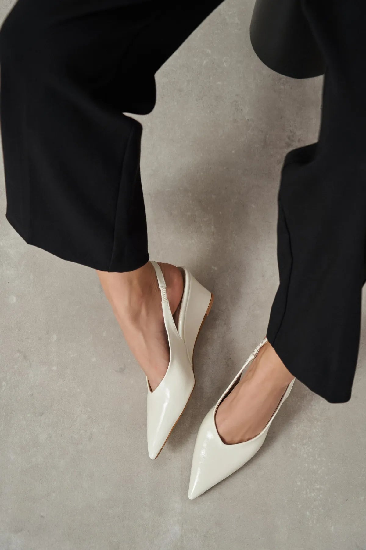 MELONI Beige Matte Back Strap Detail Pointed Toe Women’s Heel Shoes